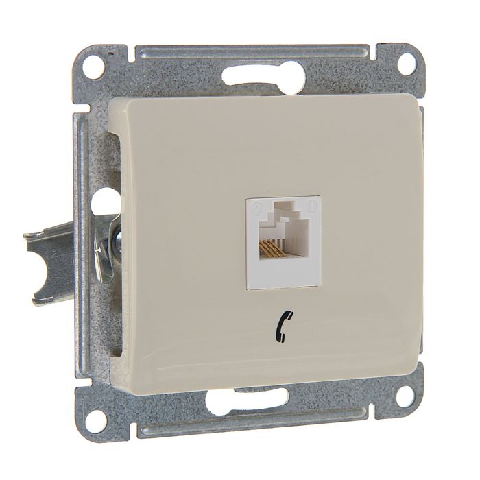 Розетка телефонная "Glossa" SchE, одноместная, , скрытая, цвет бежевый
