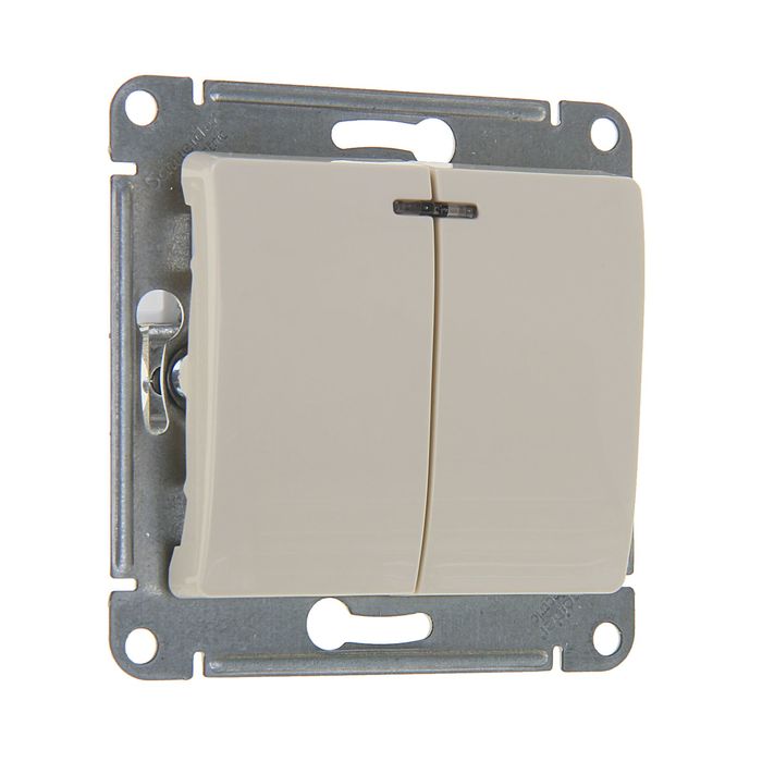 Выключатель "Glossa" SchE GSL000253, 10 А, 2 клавиши, с подсветкой, цвет бежевый