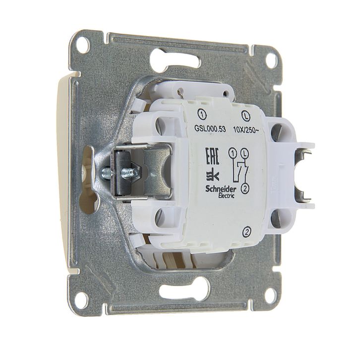 Выключатель "Glossa" SchE GSL000253, 10 А, 2 клавиши, с подсветкой, цвет бежевый