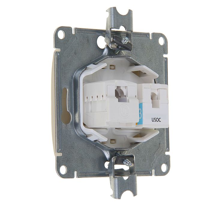 Розетка телефонная "Glossa" SchE GSL000285, двухместная,скрытая, цвет бежевый