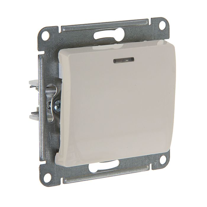 Выключатель "Glossa" SchE GSL000213, 10 А, 1 клавиша, скрытый, с подсветкой, цвет бежевый