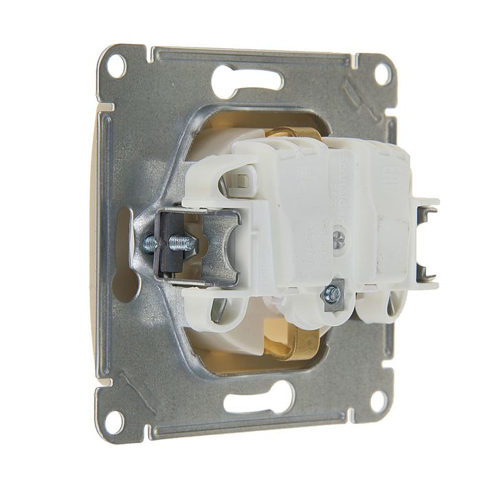 Розетка "Glossa" SchE GSL000245, 16 А, одноместная, скрытая, с з/к, шторки, цвет бежевый