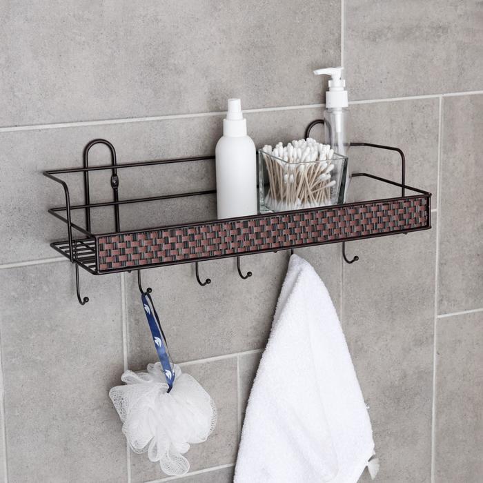 Полка бытовая с крючками "Антрэ", цвет коричневый