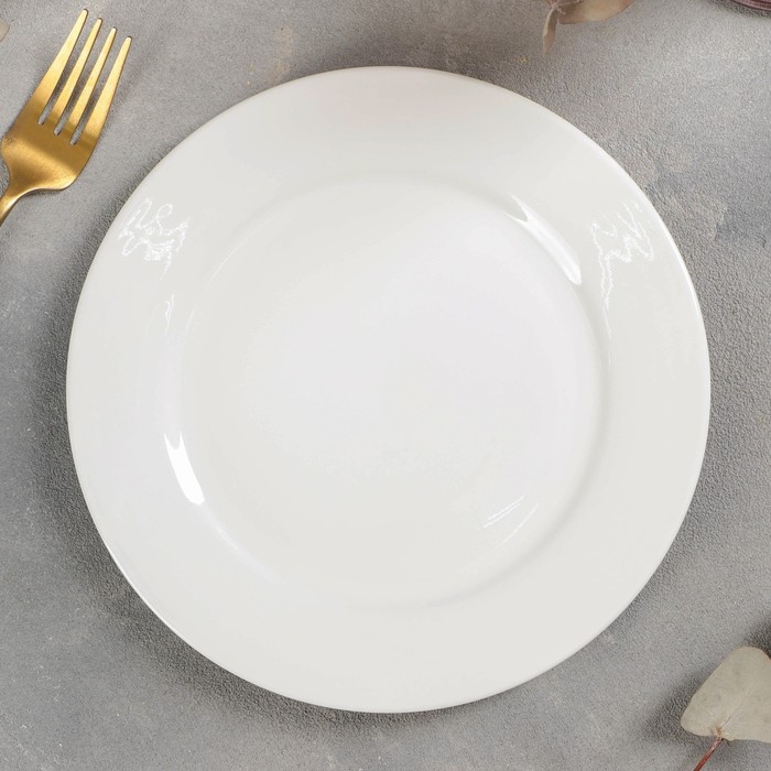Тарелка фарфоровая обеденная с утолщённым краем Доляна White Label, d=20 см, цвет белый тарелка фарфоровая обеденная с утолщённым краем white label d 25 см цвет белый