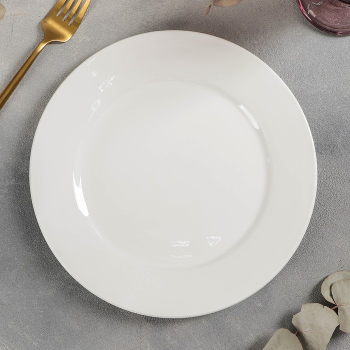 фото Тарелка обеденная с утолщённым краем white label, 22,5×22,5×2 см, цвет белый