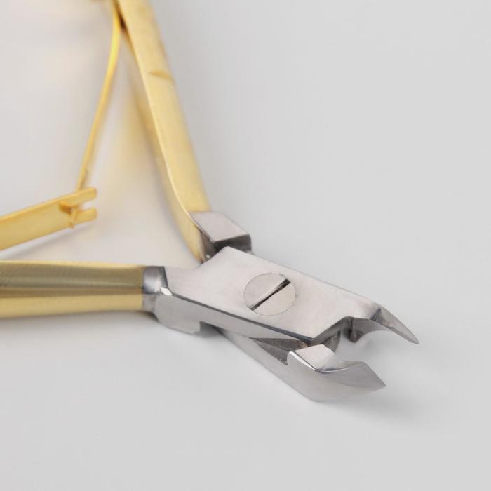 Кусачки маникюрные, для кутикулы, двойная пружина, 10см, рабочая область-4мм, цвет серебристый/золотой