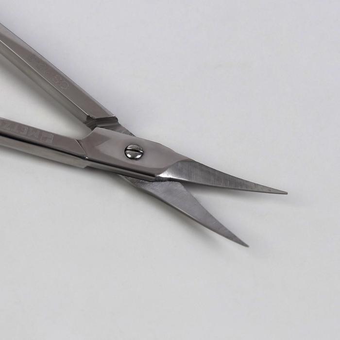 Ножницы маникюрные, для кутикулы, загнутые, узкие, 9,5 см, цвет серебристый, CS-12-S (CVD)