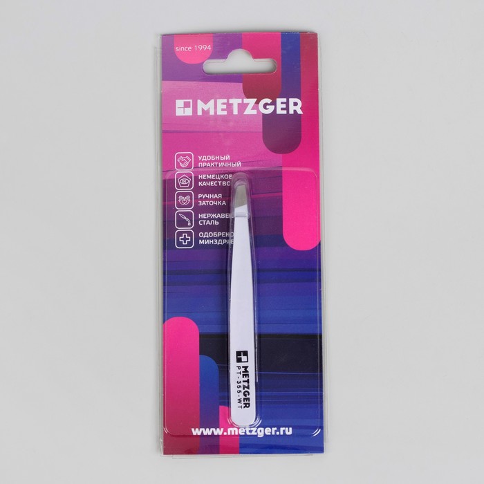 Пинцет широкий, скошенный наконечник, 9,5см, цвет белый