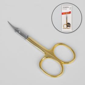 Ножницы маникюрные, для кутикулы, загнутые, 9,5 см, цвет золотистый/серебристый, CSEC-503-HG-CVD