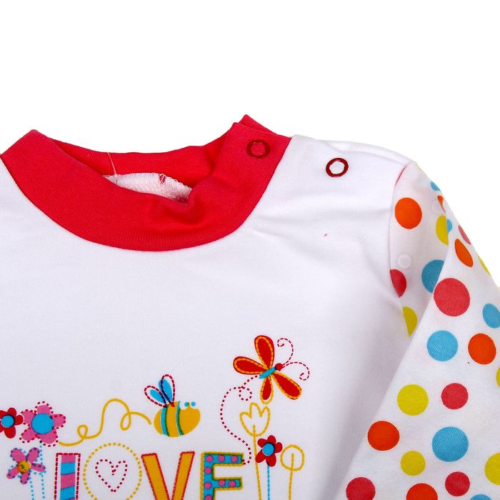 Пижама для девочки "Веселый горошек", рост 86 см (52), цвет белый/разноцв.горох 16161