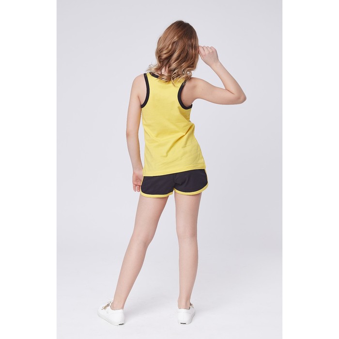 Комплект для девочки (топ+шорты), рост 152 см (40), цвет жёлтый/чёрный