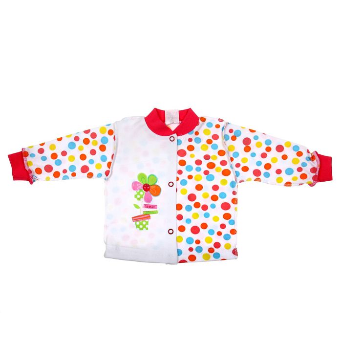 Кофточка для девочки "Веселый горошек", рост 56 см (36), цвет белый/разноцв.горох 7161