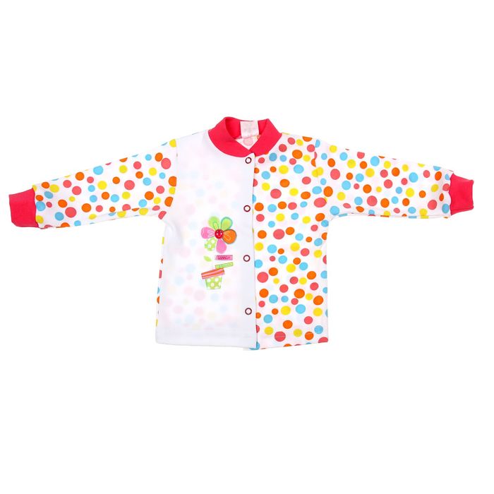 Кофточка для девочки "Веселый горошек", рост 80 см (48), цвет белый/разноцв.горох 7161