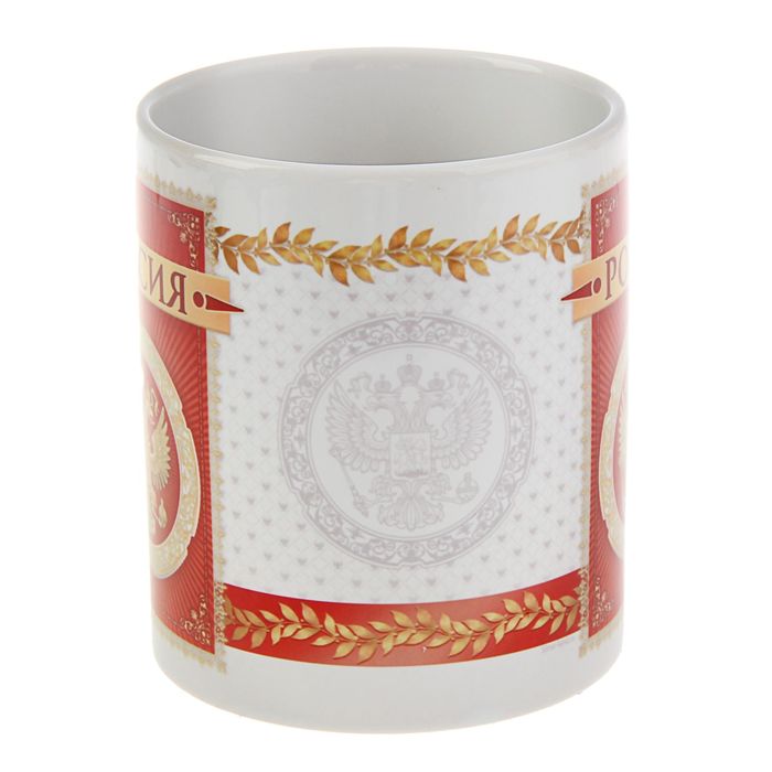Кружка "Россия" герб, красный фон, 330 мл, сублимация