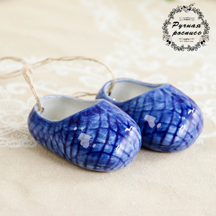 Сувенир «Лапти - подвесные», гжель, кобальт