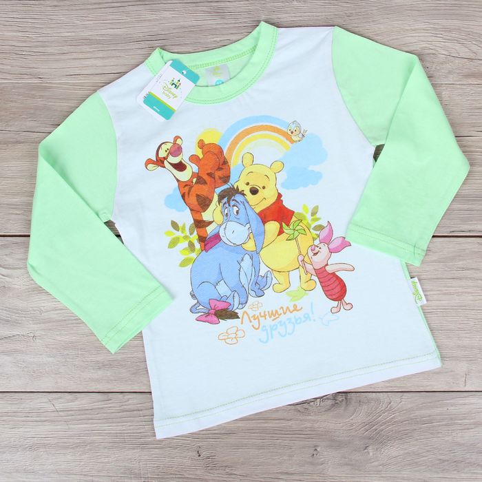 Футболка с длинным рукавом детская "Медвежонок Винни: Лучшие друзья", Дисней беби, рост 92-98 (56) см, 2 года, 100% хлопок