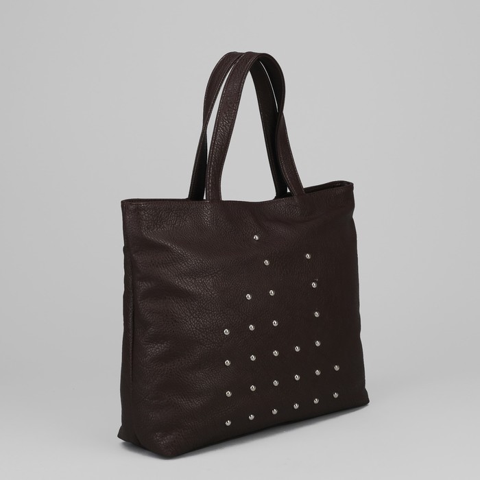 Сумка женская на молнии, 1 отдел, наружный карман, коричневая