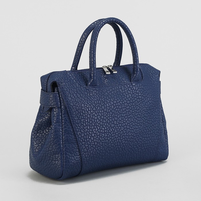 Сумка женская на молнии, 1 отдел, наружный карман, синяя