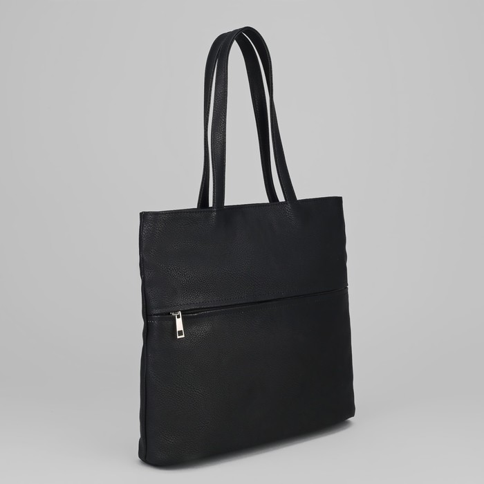 Сумка женская на молнии, 1 отдел, 2 наружных кармана, чёрная