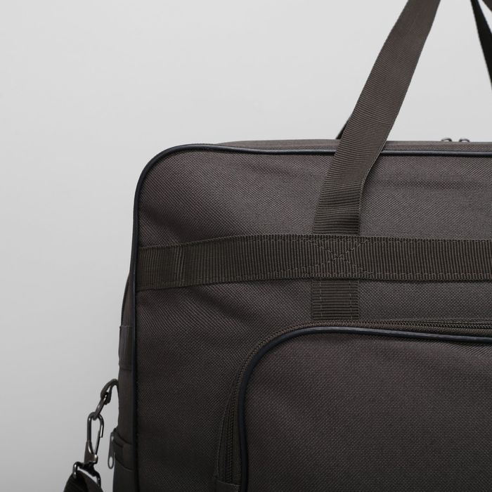 Сумка дорожная на молнии, 1 отдел, 2 наружных кармана, длинный ремень, цвет коричневый