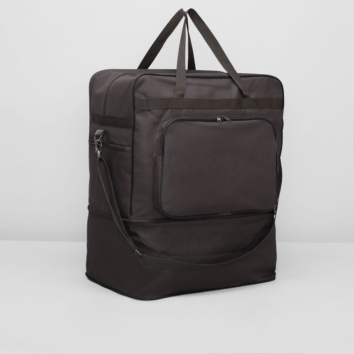 Сумка дорожная на молнии, 1 отдел, 2 наружных кармана, длинный ремень, цвет коричневый