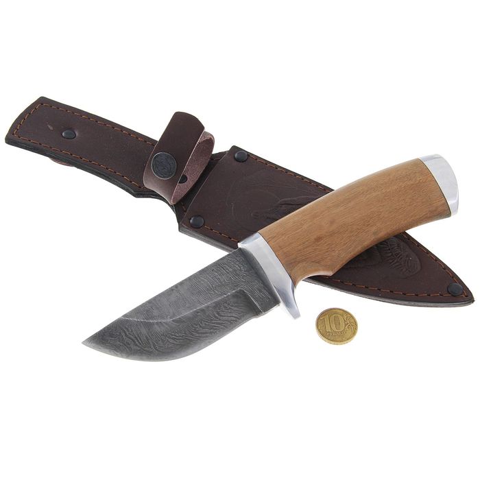 Нож нескладной "Скин" СН-10, г.Павлово, дамасская сталь, рукоять-орех