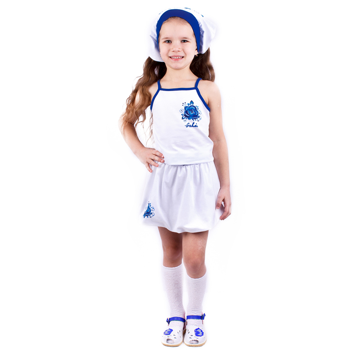 Майка для девочки "Гжель", рост 92 см (50), цвет белый ДДБ072804