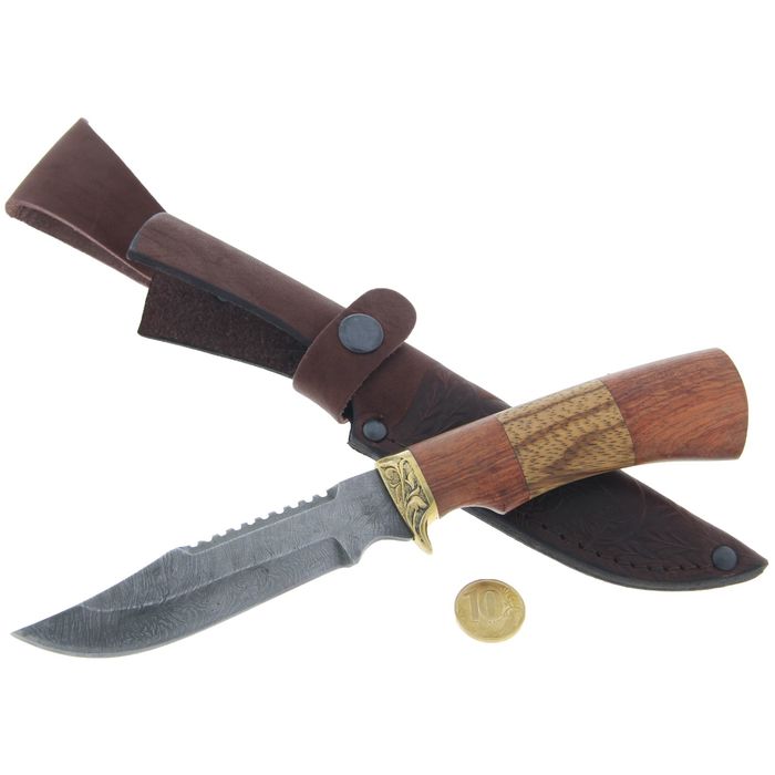 Нож нескладной "Рыбак" СТ-7, г.Павлово, дамасская сталь, рукоять-ЦПД+1 литье