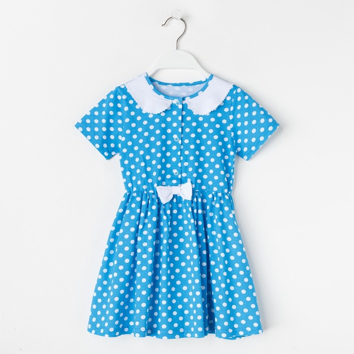 Платье для девочки "Каникулы", рост 92 см (50), цвет бирюзовый, белый горох (арт. ДПК949001н)