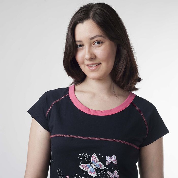 Платье женское 518а Бабочки синий, р-р 48