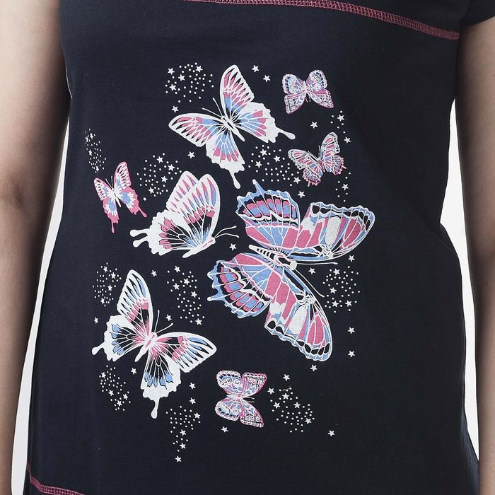 Платье женское 518а Бабочки синий, р-р 48