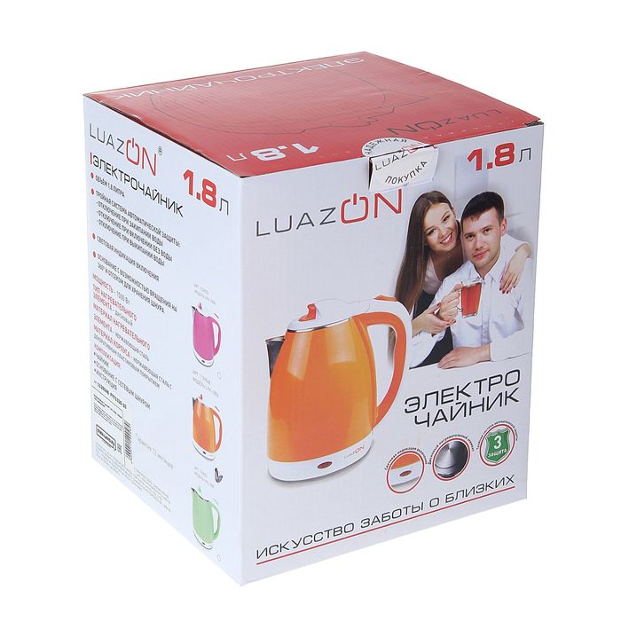 Электрочайник "LuazON" LPK-1806, 1500W, 1,8л, оранжевый