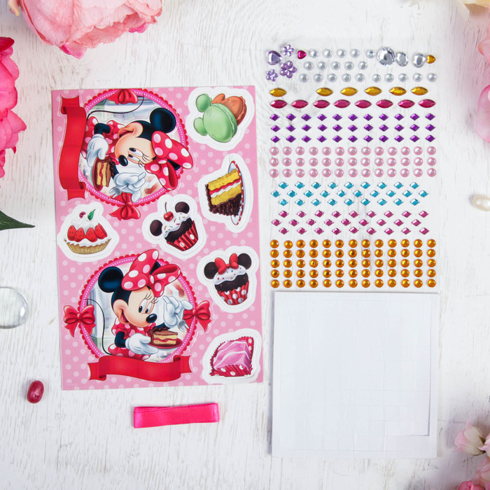 Шкатулка для декорирования "Милой девочке" Минни Маус + элементы декора, стразы, клейкая лента