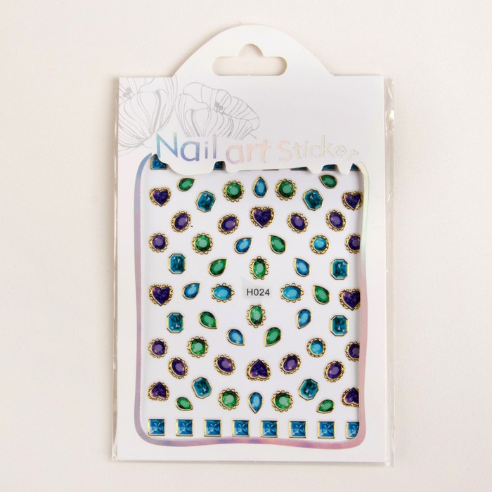 Наклейки для ногтей "Камни объёмные в золоте", цвета МИКС