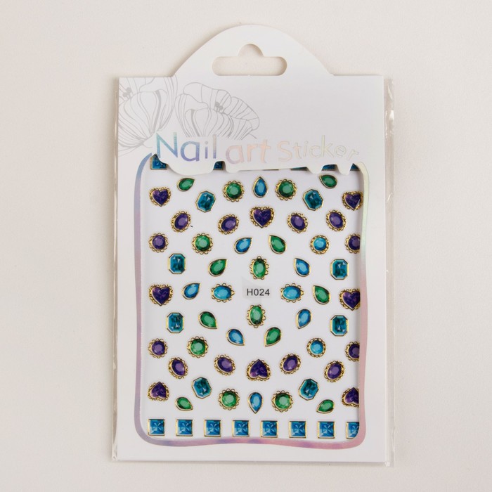 Наклейки для ногтей "Камни объёмные в золоте", цвета МИКС