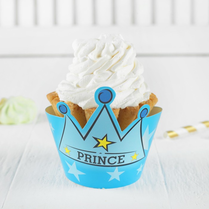 Украшение для кексов "Принц" с короной, набор 12 шт.