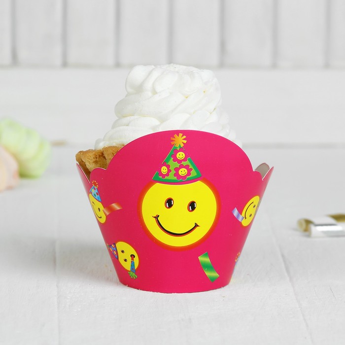 Украшение для кексов "Смайлик", для девочки, набор 12 шт.