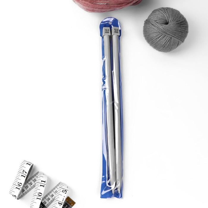 Спицы для вязания прямые, d=12мм, 35см, 2шт