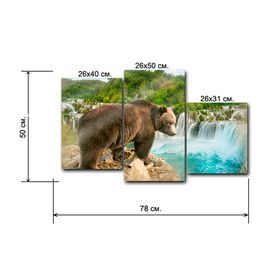 

Картина модульная на подрамнике "Медведь на обрыве" 26х50см; 26х40см; 26х32см 80*50см