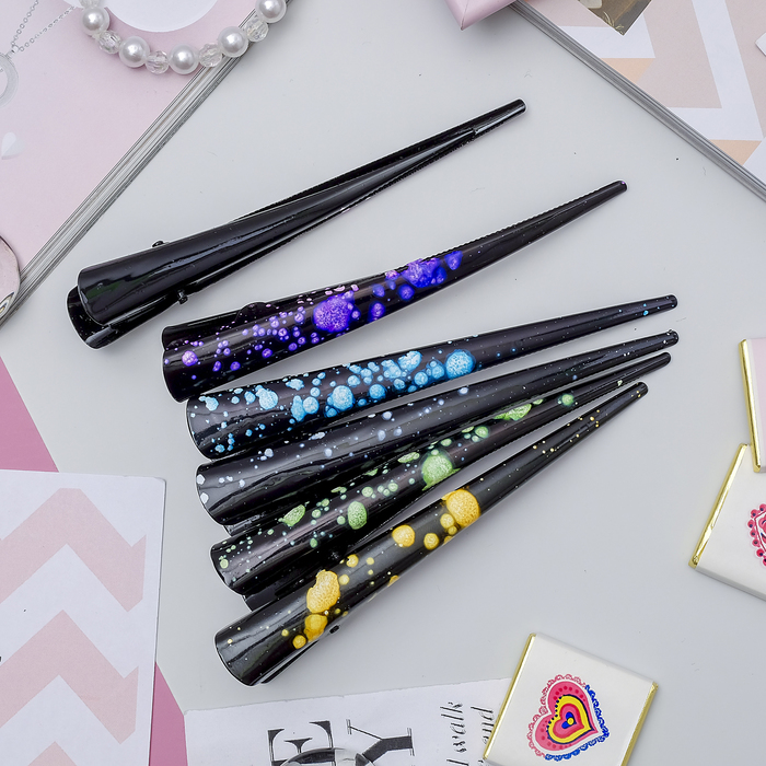 Зажим для волос "Белые брызги на чёрном" 12,5 см