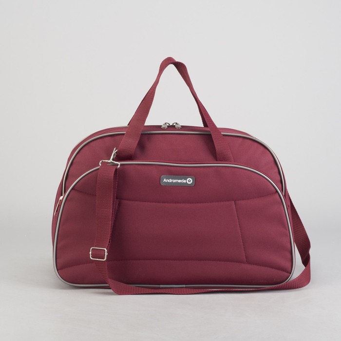 Сумка дорожная на молнии, 1 отдел, 1 наружный карман, длинный ремень, бордовая