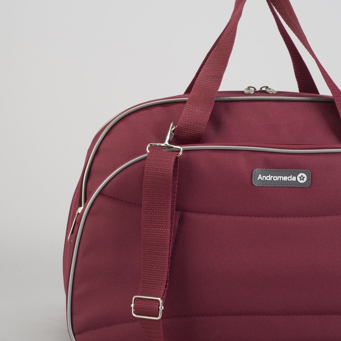 Сумка дорожная на молнии, 1 отдел, 1 наружный карман, длинный ремень, бордовая