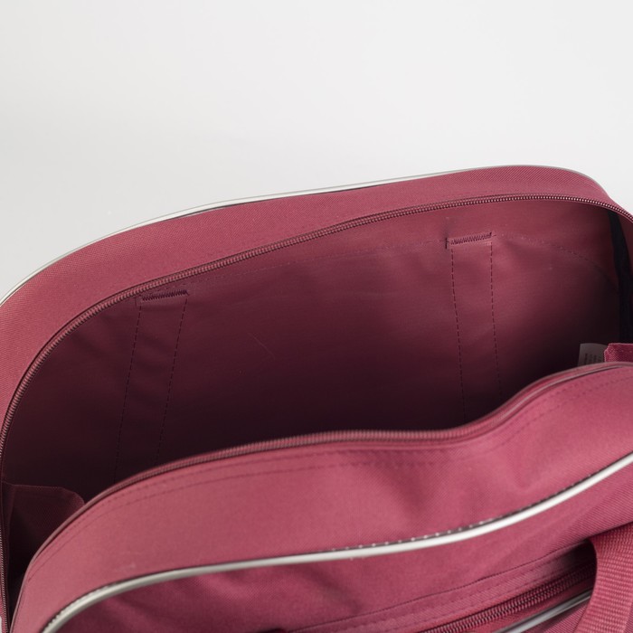 Сумка дорожная на молнии, 1 отдел, 1 наружный карман, длинный ремень, бордовая