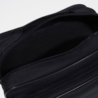 Сумка мужская, 2 отдела на молниях, наружный карман, длинный ремень, цвет чёрный - Фото 7