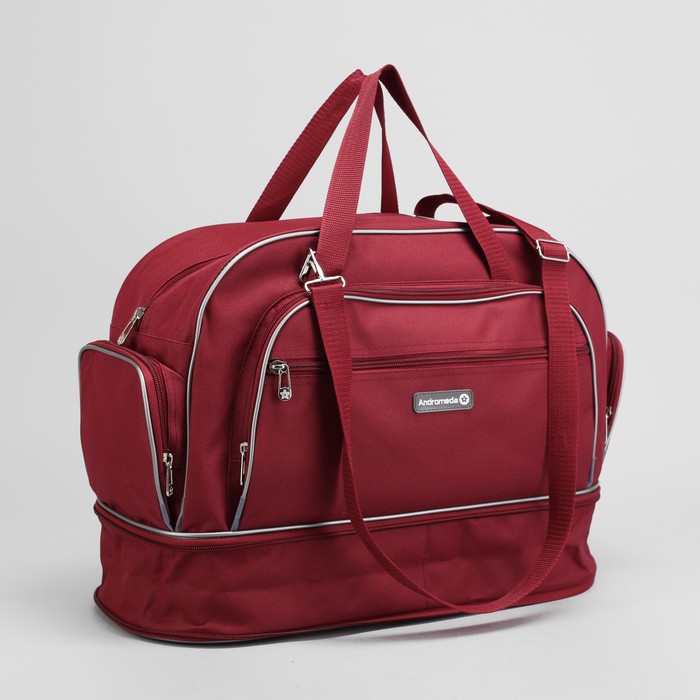 Сумка дорожная на молнии, 1отдел, 4 наружных кармана, длинный ремень, бордовая