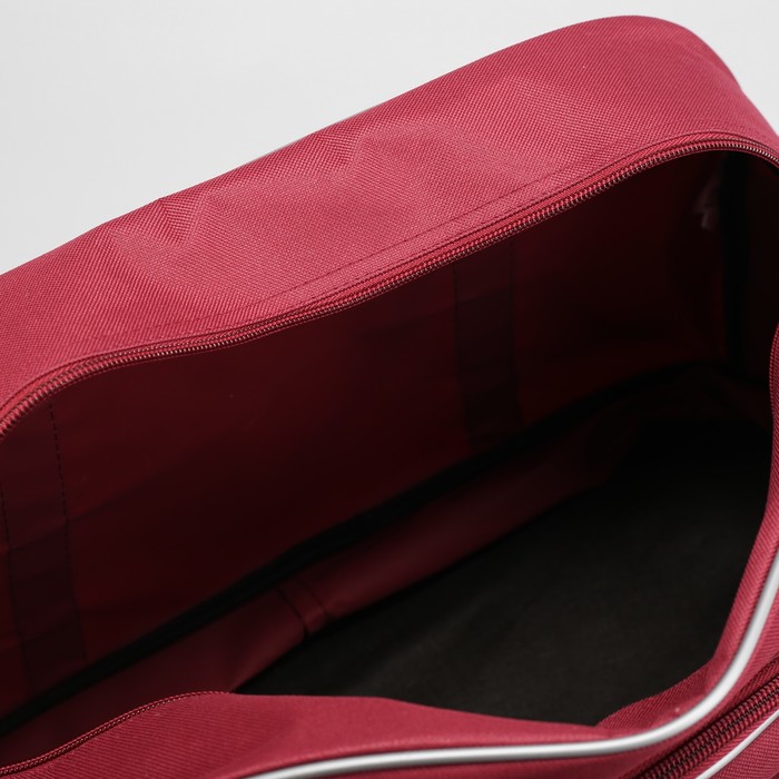 Сумка дорожная на молнии, 1отдел, 4 наружных кармана, длинный ремень, бордовая