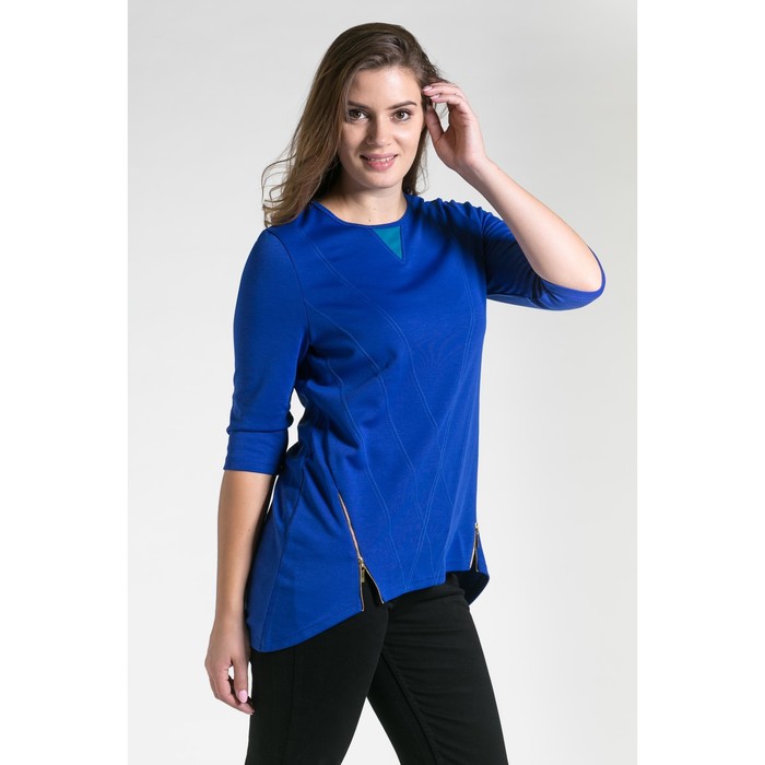 Туника женская, размер 52, рост 164 см, цвет тёмно-синий/бирюза (арт. 4609 С+)