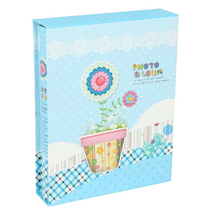 Фотоальбом магнитный 20 листов "Цветочки в горшочке" в коробке МИКС