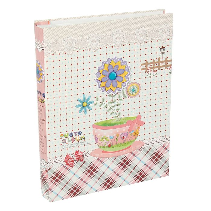 Фотоальбом на 200 фото 10х15 см "Цветочки в горшочке" в коробке МИКС