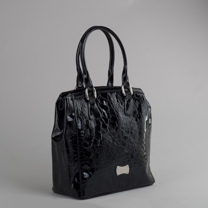 Сумка женская на молнии, 2 отдела, наружный карман, чёрная